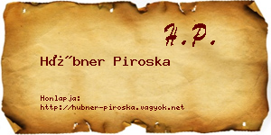 Hübner Piroska névjegykártya